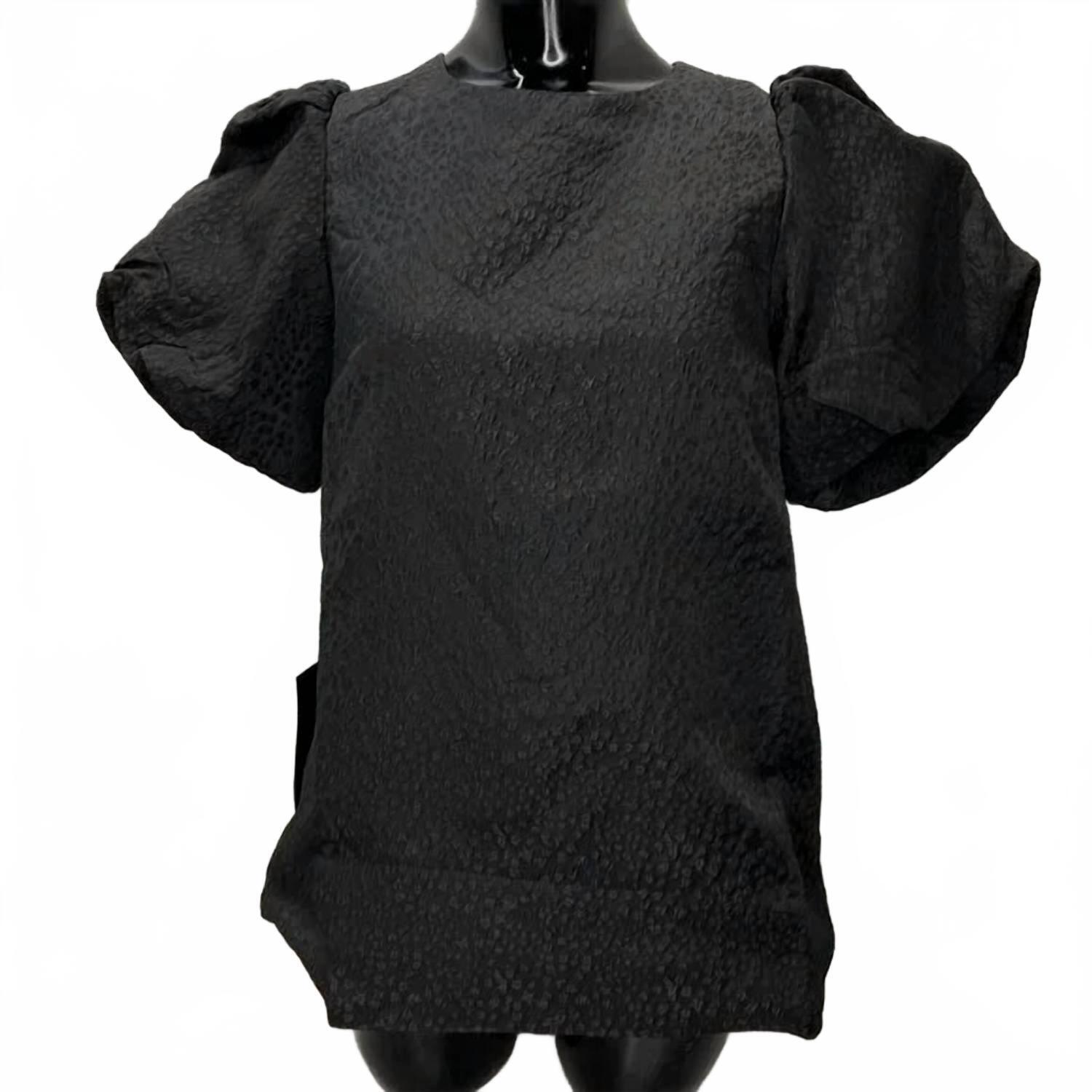 New Pomander Place Womenâs Lyla Jacquard Puff Sleeve Blouse In Black